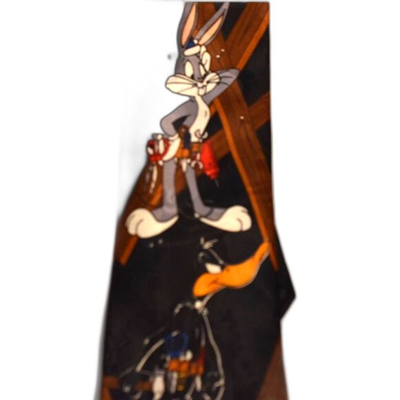 The Construction Crew 1995 Vintage Looney Tunes Mania Silk Tie - Picture 3 of 4